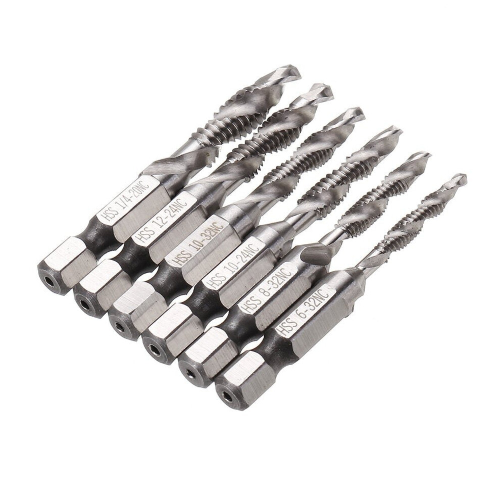 (Unc) 6Pcs Hss 1/4" Hex Shank Countersink Drill Bit Set Unc Or Metric Deburr 6112211932514