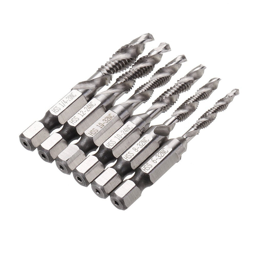 (UNC) 6pcs HSS 1/4" Hex Shank Countersink Drill Bit Set UNC or Metric Deburr