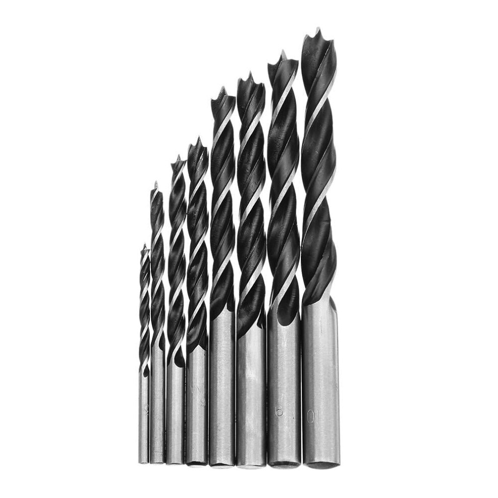 8pcs 3-10mm Twist Drill Bit Carbon Steel 3 Flutes Wood Drill Bit Tool