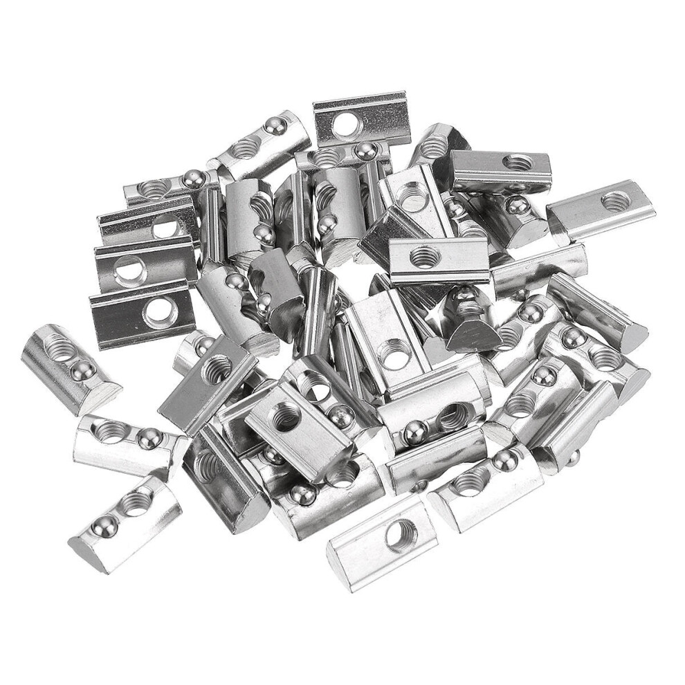 (M4) 50Pcs 40 Series T Slot Elastic Nut Round Roll Spring Nut For 40 Series Aluminum Profile 3654659307279