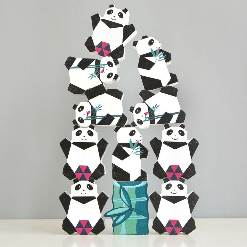 (Panda) 11/13 Pcs Creative Panda Dinosaur Wooden Stacking Game Building Blocks Early Educational Toy for Kids Gift