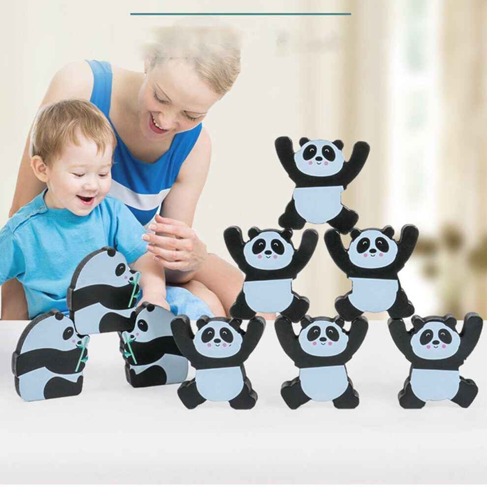 (Panda) Wood Balancing Stacked Stones Rainbow Monkey/Bear/Panda Hercules Puppet Building Block Montessori Toys for Kids Gift