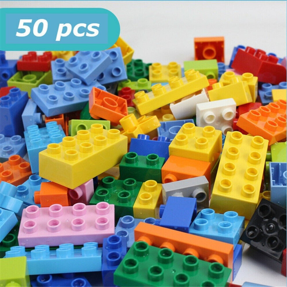 (50 Pcs-218g) 50/150/300 Pcs Bulk Large Particles DIY Assembly Multi-Shape Building Blocks Educational Toy Compatible for Kids Gift