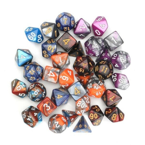 35 Pcs Polyhedral Dices Set D20 D12 D10 D8 D6 D4 Gadget 5 Colors
