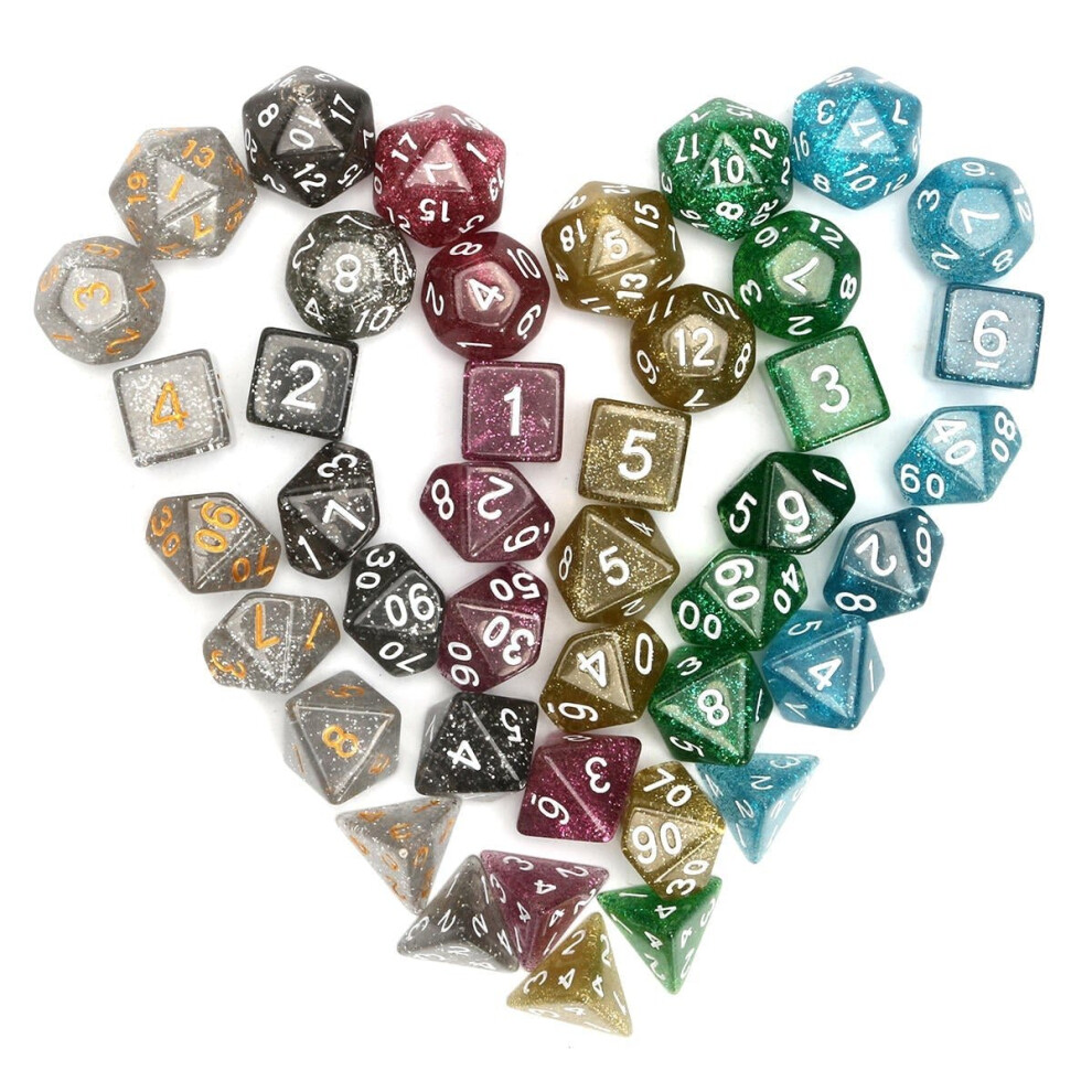 42Pcs Polyhedral Dice Set D20 D12 D10 D8 D6 D4 Games With Bag Velvet Pouches