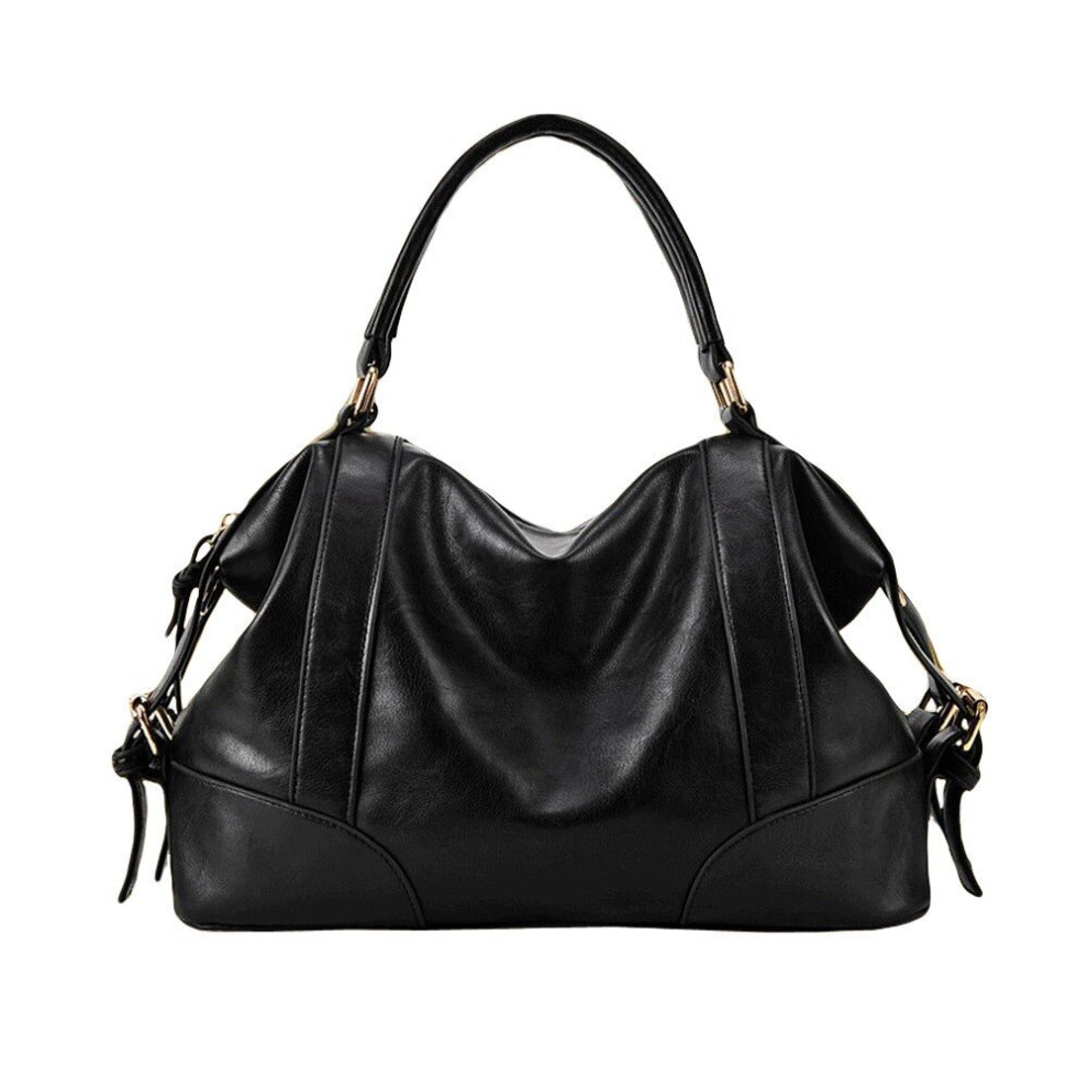(Black) Women Handbag European Style PU Leather Large Capacity Messenger Bag