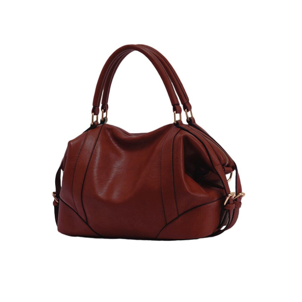 (burgundy) Women Handbag European Style PU Leather Large Capacity Messenger Bag