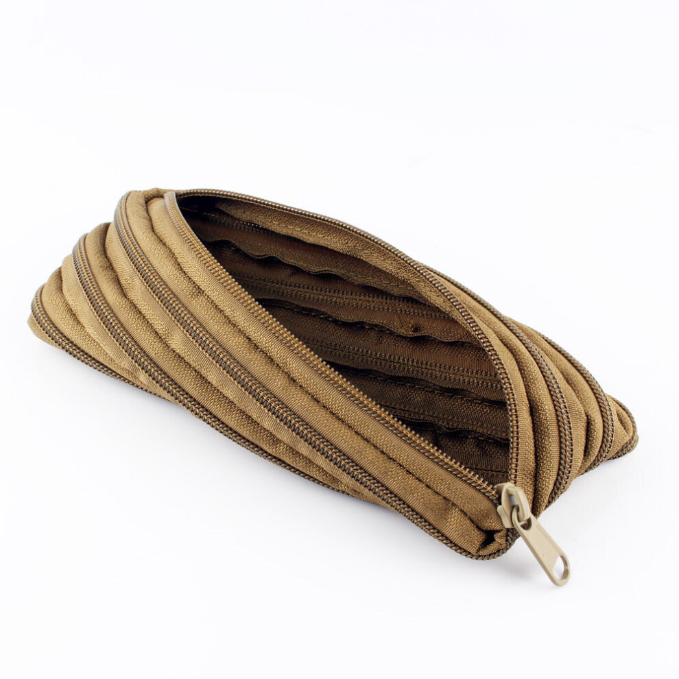 (Khaki) Outdoor Fishing Survival Paracord Zipper Bag Sports Parachute Cord Rope Handbag