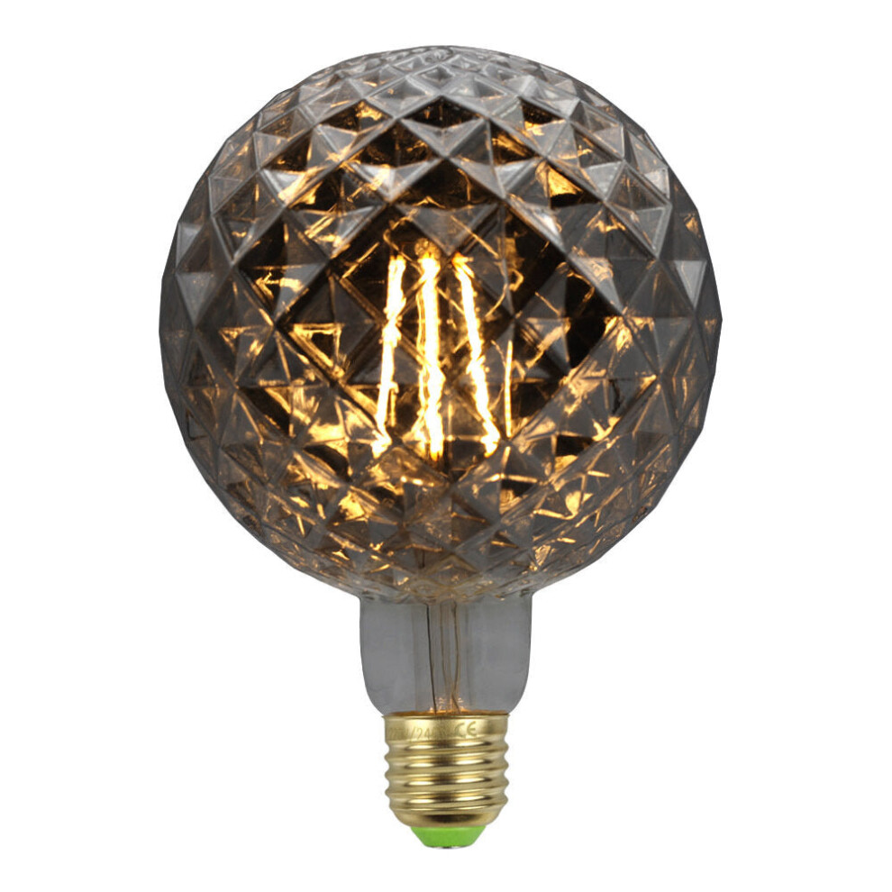 E27 2700K 4W LED Incandescent Light Bulb Smoky Gray Pineapple Pattern Glass Edison Bulb Filament Lamp Retro Decor