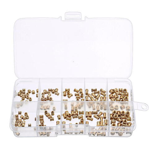 200Pcs M2/M2.5/M3 Knurled Brass Threaded Insert Nut Female Thread Embedment Nuts Assortment 2