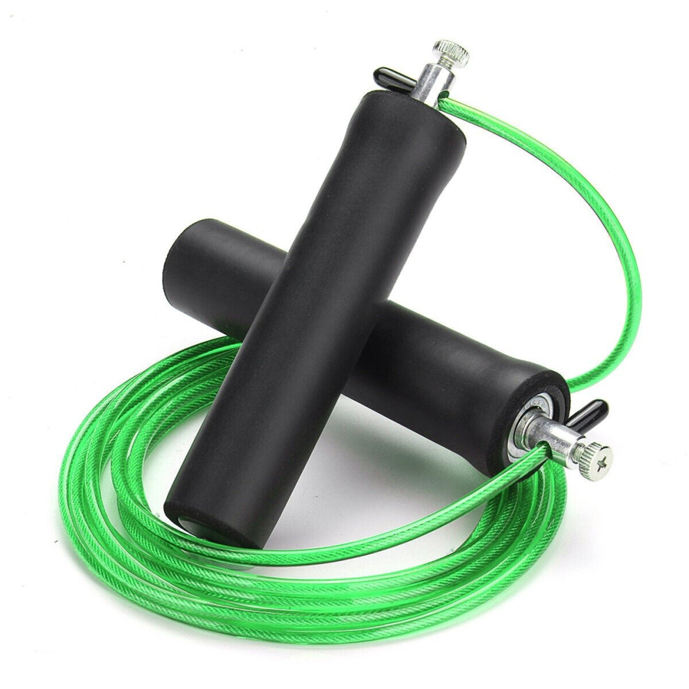 (Green) 3M Steel Wire Speed Skipping Rope Jumping Adjustable Crossfit Fitnesss Exercise