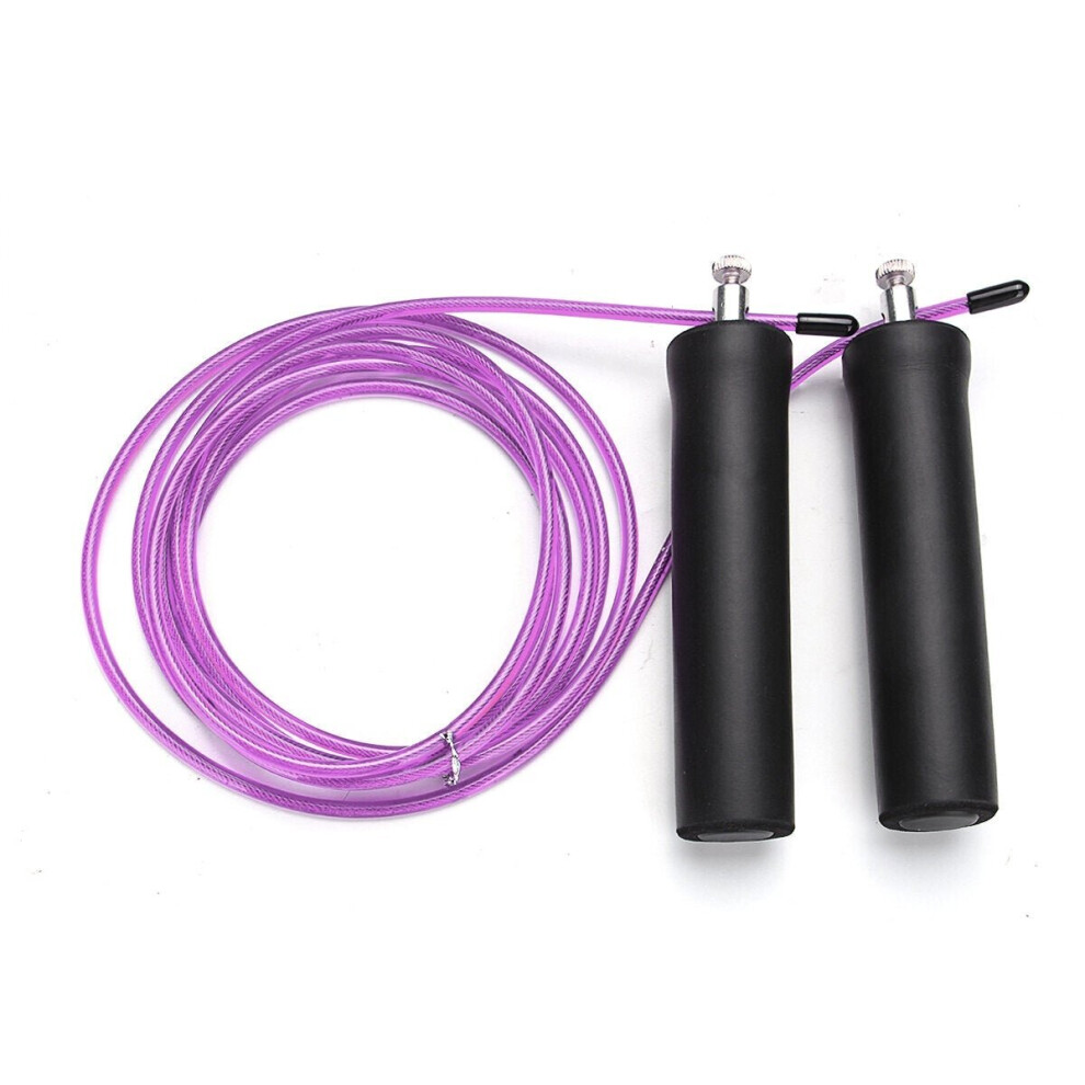 (Purple) 3M Steel Wire Speed Skipping Rope Jumping Adjustable Crossfit Fitnesss Exercise