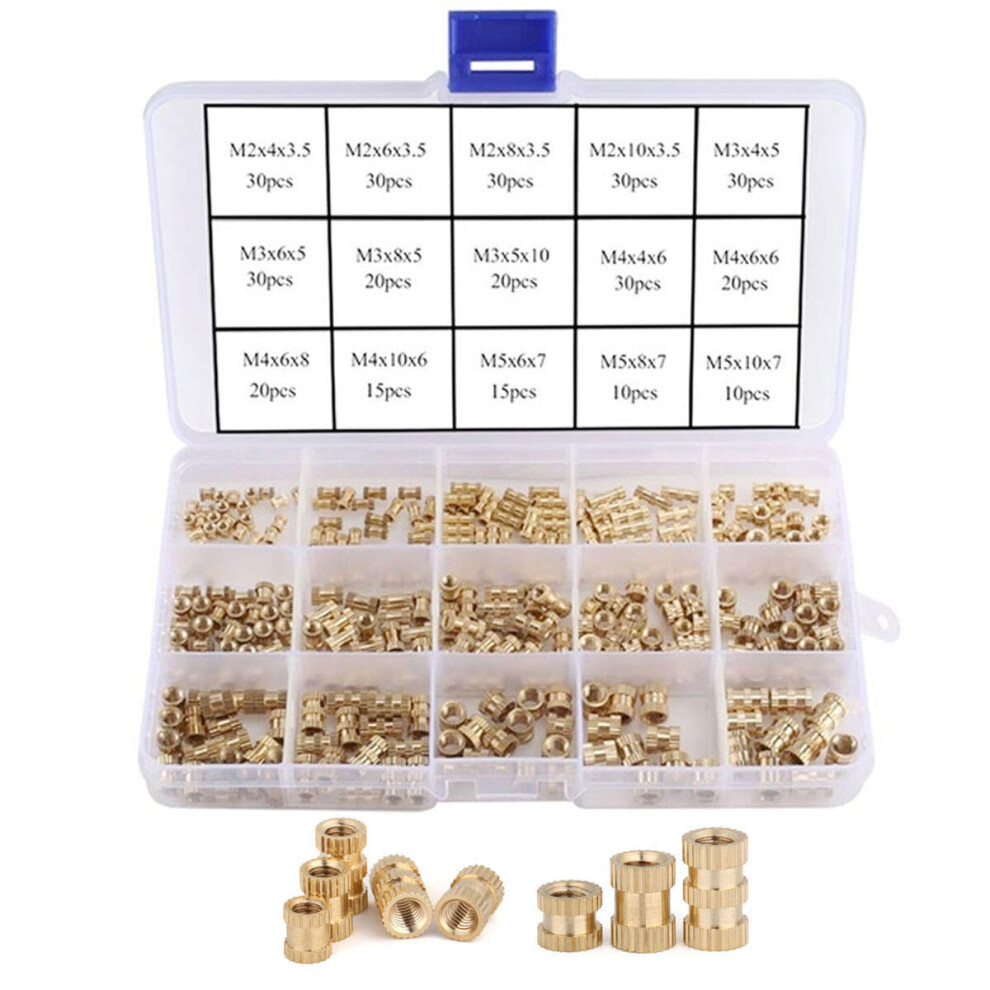 330Pcs Female Thread Knurled Nut M2 M3 M4 M5 Brass Threaded Insert Round Kit 3654659288851