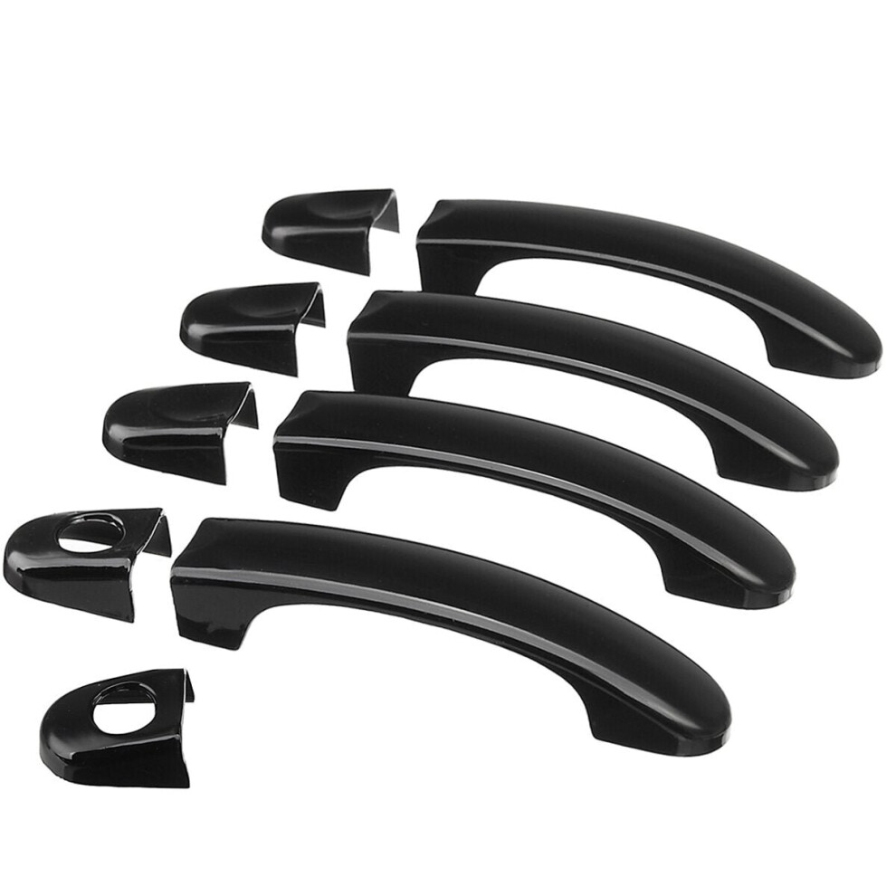9Pcs Gloss Abs Door Handle Covers Set For Vw Transporter T5 T6 Caddy Van Black 3654659058584