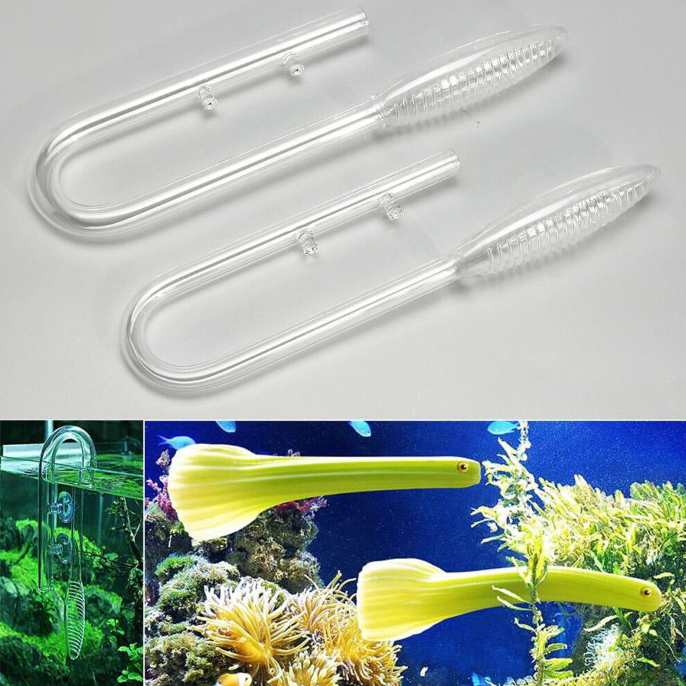 (13mm) Aquarium Fish Tank Lily Violet Inflow Glass Pipe 13/17mm Tube + Suction Cups Set