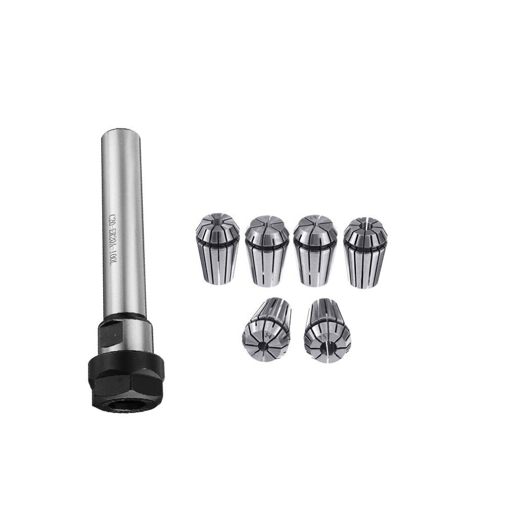 Collet Chuck Holder with 6pcs ER20 Spring Collet for CNC Milling Lathe Tool