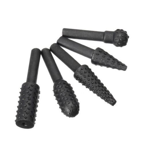 5Pcs 6mm Round Shank Rotary Rasp Set Wood Working Grinding Drill Bits File Cutter