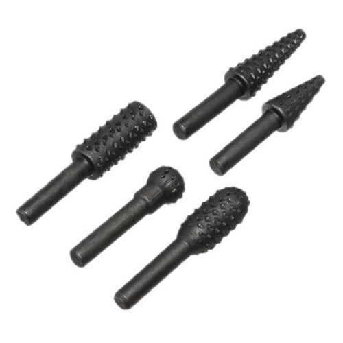 5Pcs 6mm Round Shank Rotary Rasp Set Wood Working Grinding Drill Bits File Cutter 2