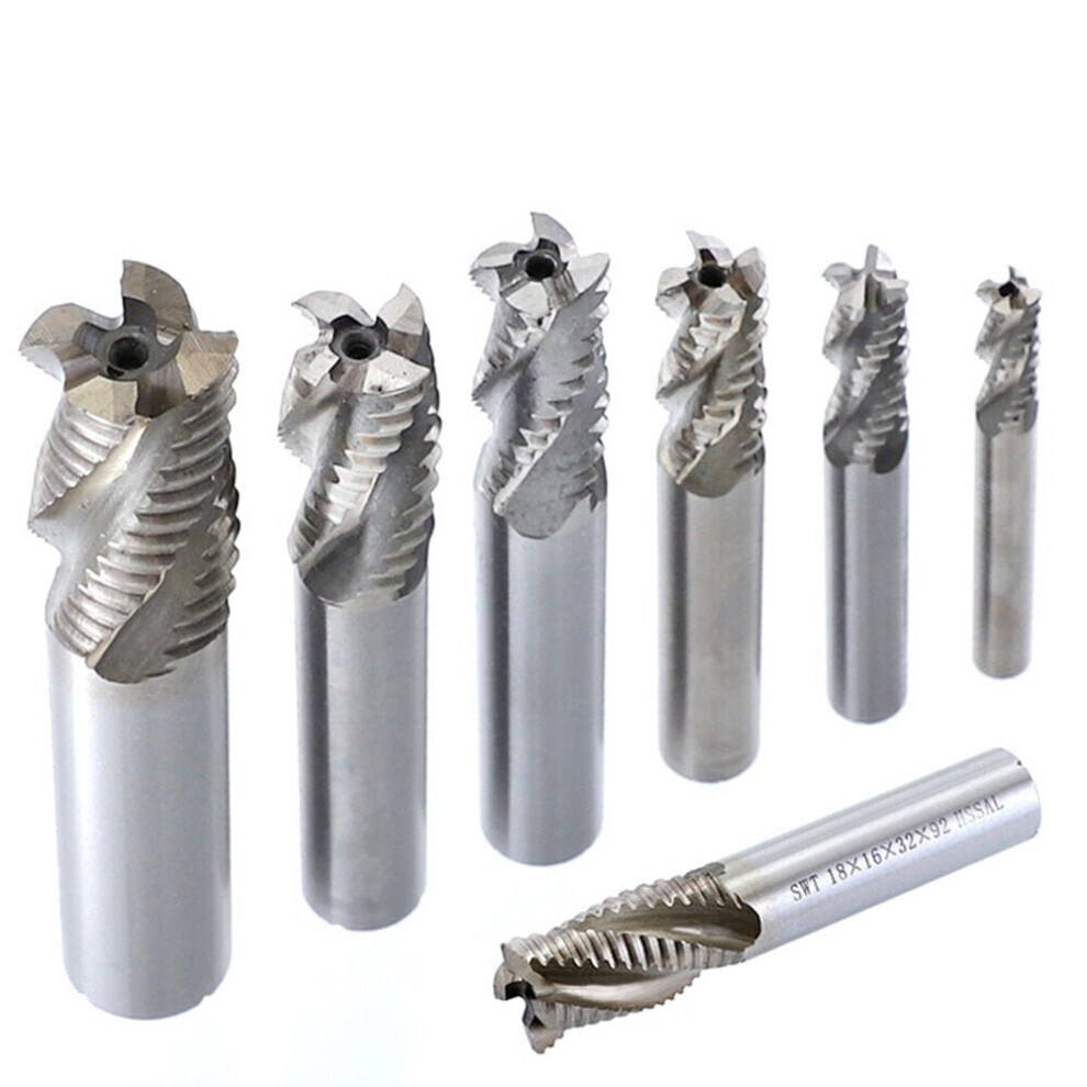(#5) M6-M20 Rough Wave End Milling Cutter 4 Flutes 6-20Mm Hss-Al 3654659294746