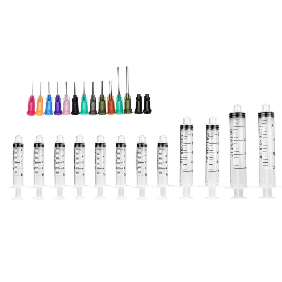 26Pcs/Set Dispensing Needle Kits Blunt Tip Syringe Needles Cap for Refilling and Measuring Liquids Industrial Glue Applicator