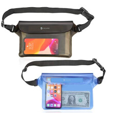 Syncwire Waterproof Pouch Bag with Adjustable Waist Strap (2 Pack) - IP68 Waterproof Waist Bag Screen Touchable Dry Bag with Adjustable Belt for