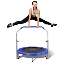 SereneLife Portable & Foldable Trampoline - 40" in-Home Mini Rebounder with Adjustable Handrail, Fitness Body Exercise