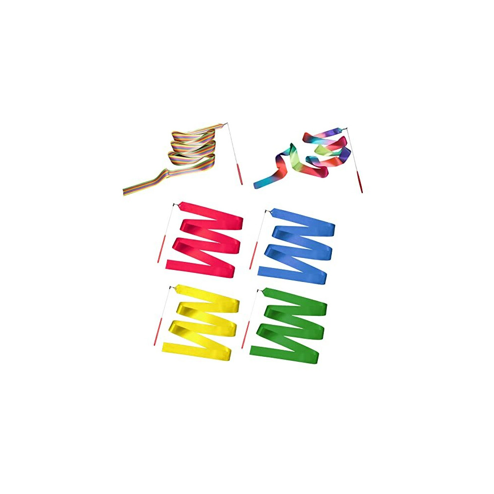 MEDILOE 6 Pcs Dance Ribbons Streamers, Gymnastic Ribbon Dance Ribbons Perfect Rhythm Sticks with Non-Slip Handle for Talent Shows, Artistic Danci 