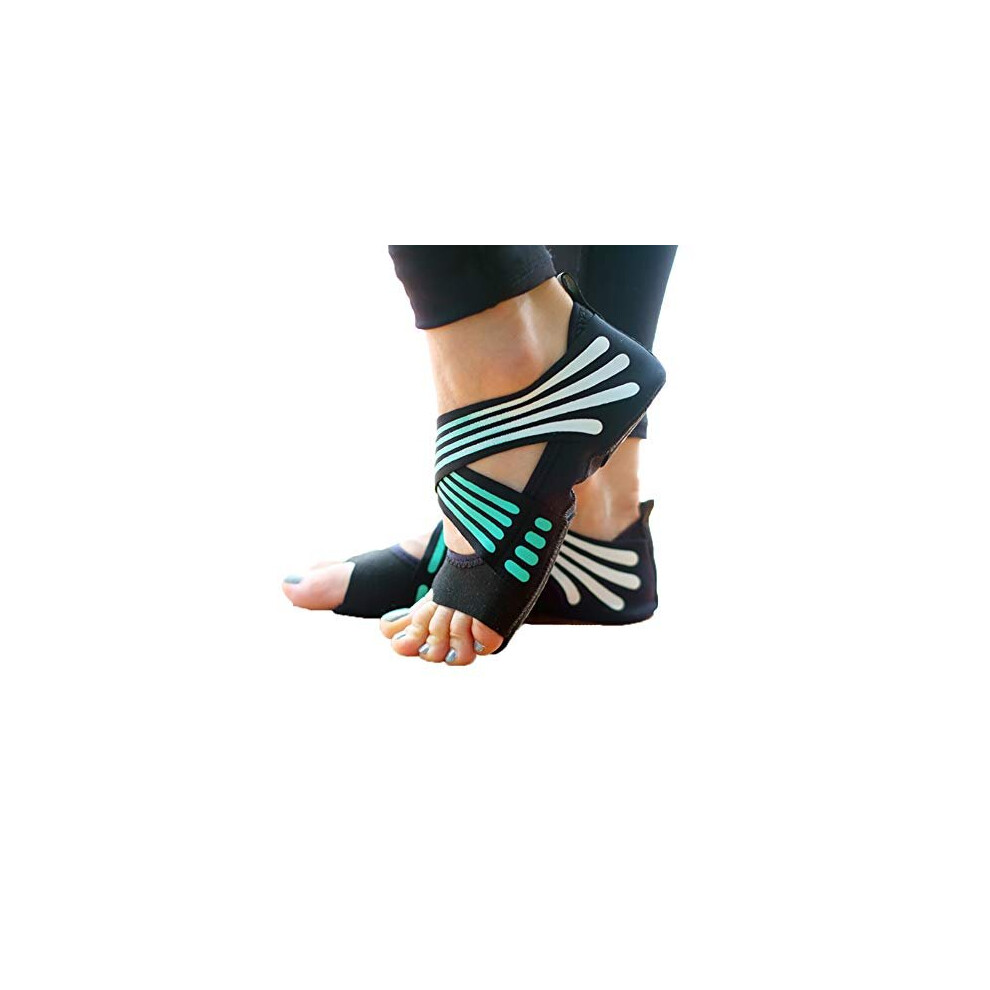 ABIRAM Yoga Socks Toeless Non-Slip Grips & Straps, for Pilates, Barre, Ballet, Bikram, Workout for Women 