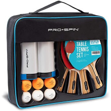 PRO-SPIN Portable Table Tennis Set | Premium All-in-One Kit with Retractable Table Tennis Net for Any Table, Bats, 3-Star Ping Pong Balls & Stora