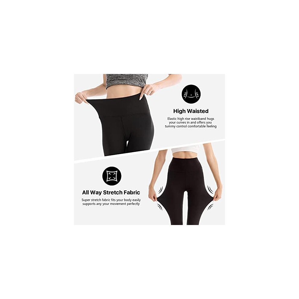 High Waisted Leggings For Women Elastic Opaque Tummy Control Leggings  Workout Gym Yoga Stretchy Pants