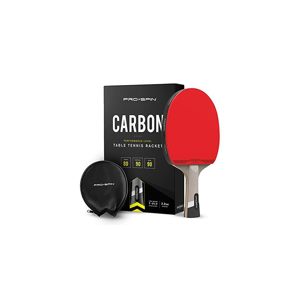 PRO-SPIN Table Tennis Bat With Pro Carbon Fibre Technology for Increased Control, Spin & Power | Performance-Level Ping Pong Bat | With Premium R
