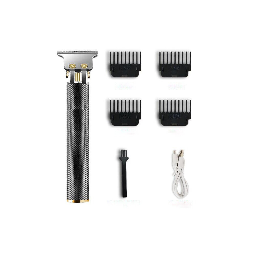 (Golden) USB Rechargeable Ceramic Trimmer Barber Hair Clipper Machine Hair Cutting Beard Trimmer Hair Men Haircut Styling Tool