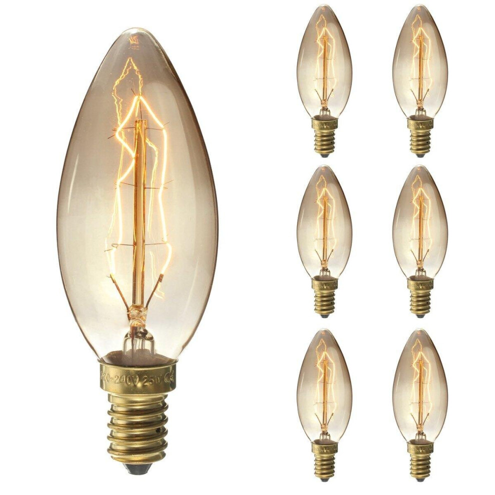 6PCS Dimmable E14 25W Retro Edison Vintage Incandescent Light Bulb for Indoor Garden AC220V