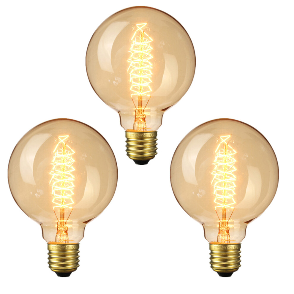 3PCS AC220-240V 2200K E27 40W Retro Edison Incandescent Light Bulb for Indoor Home Use