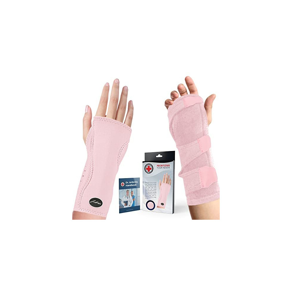 Doctor Developed Premium Carpal Tunnel Night Wrist Brace & Support [single]  (With Splint) & Doctor Written Handbook - Fully Adjustable With Comfort