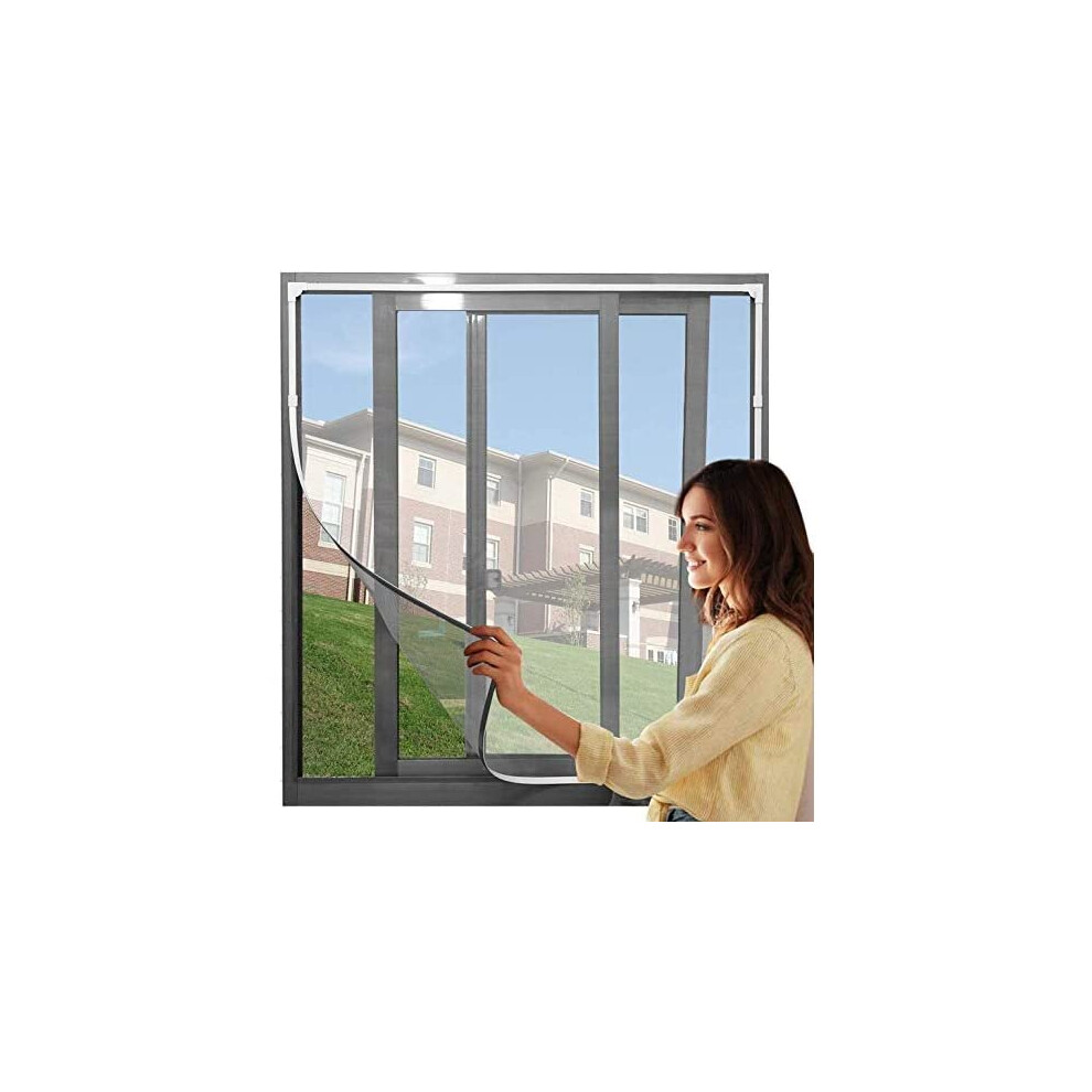 Adjustable Diy Magnetic Fly Screen Window Max 48 X 43Fits Any Size Smaller Diy Easy Installation Keep Bugs/Flys/Mosquitoes Out?120 X 110Cm Whit 744306045593