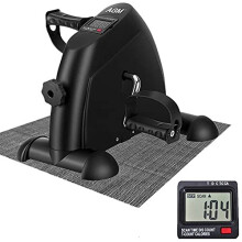 AGM Mini Bike, Mini Exercise Bike Leg Machine Digital Under Desk Bike Foot Cycle Arm & Leg Pedal Machine with LCD Screen Display, Non-Slip Mat In