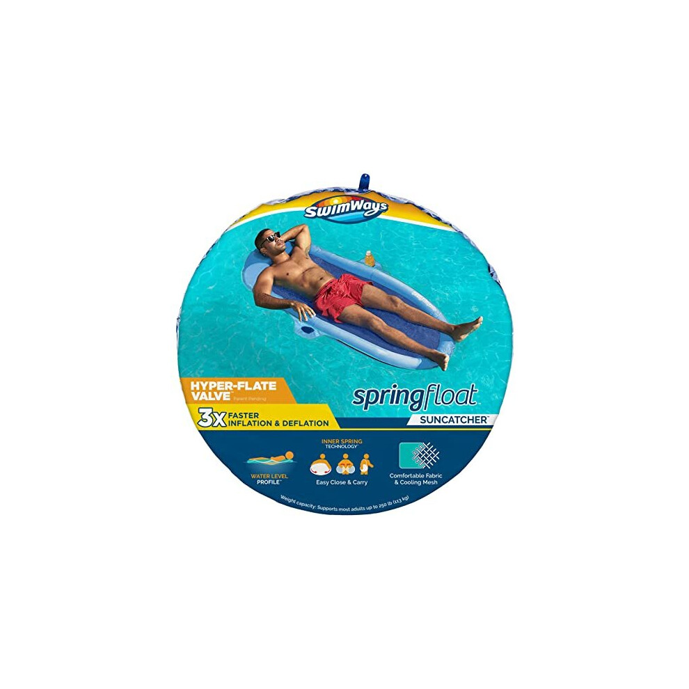 SwimWays Spring Float SunCatcher Inflatable Pool Lounger with Hyper-Flate Valve