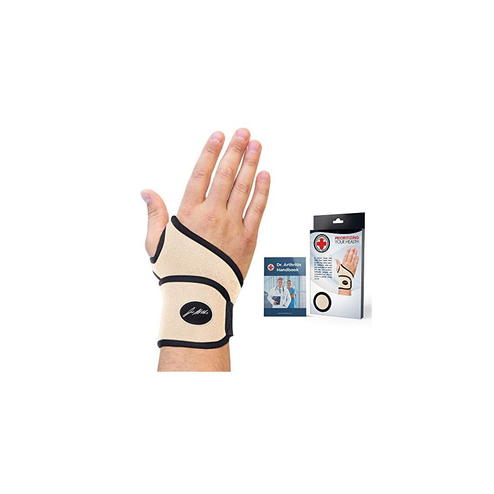 Dr. Arthritis Doctor Developed Premium Nude Wrist Support/Wrist Strap/Wrist Brace/Hand Support [Single] & Doctor Written Handbook Relief For Wrist Injuries, J