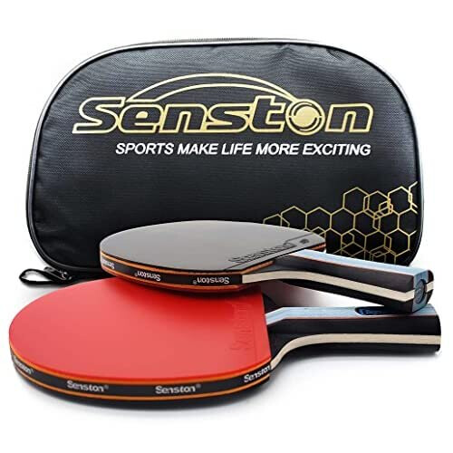 Senston Professional Table Tennis Bats 2 Player Set with Ping Pong