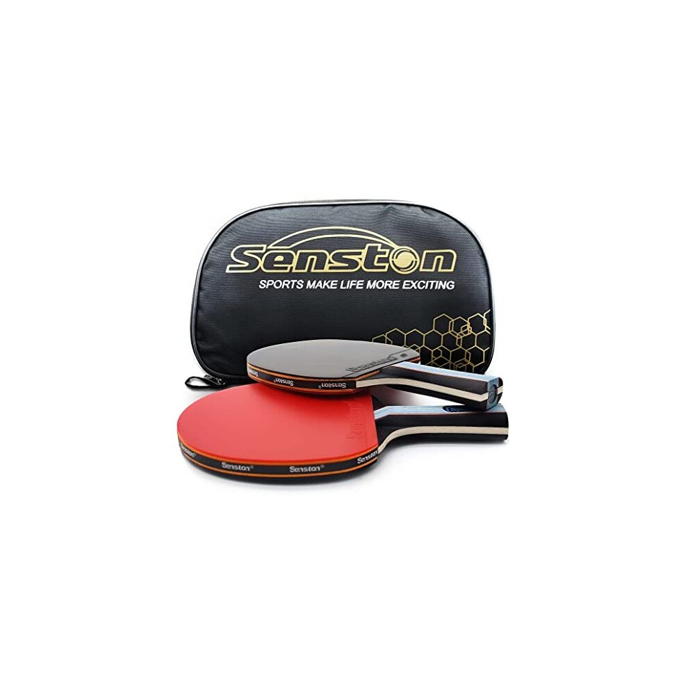 Senston Professional Table Tennis Bats 2 Player Set with Ping Pong Racket Case, Perfect for Intermediate, Advanced, Family Activity and Sports Cl
