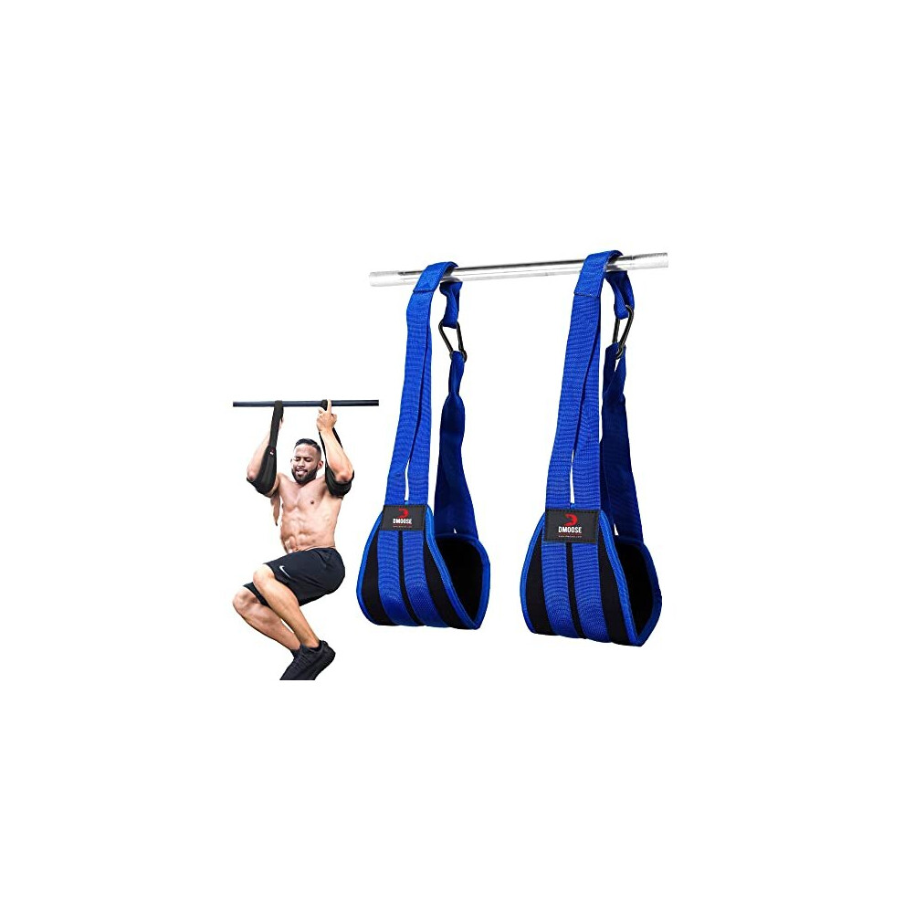 DMoose Fitness Hanging Ab Straps for Abdominal Muscle Building and Core Strength Training, Arm Support for Ab Workouts, Padded Knee Raise Straps