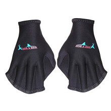 WINOMO Swimming Gloves Webbed Aquatic Paddles Diving Hand Web 1 Pair(Black)