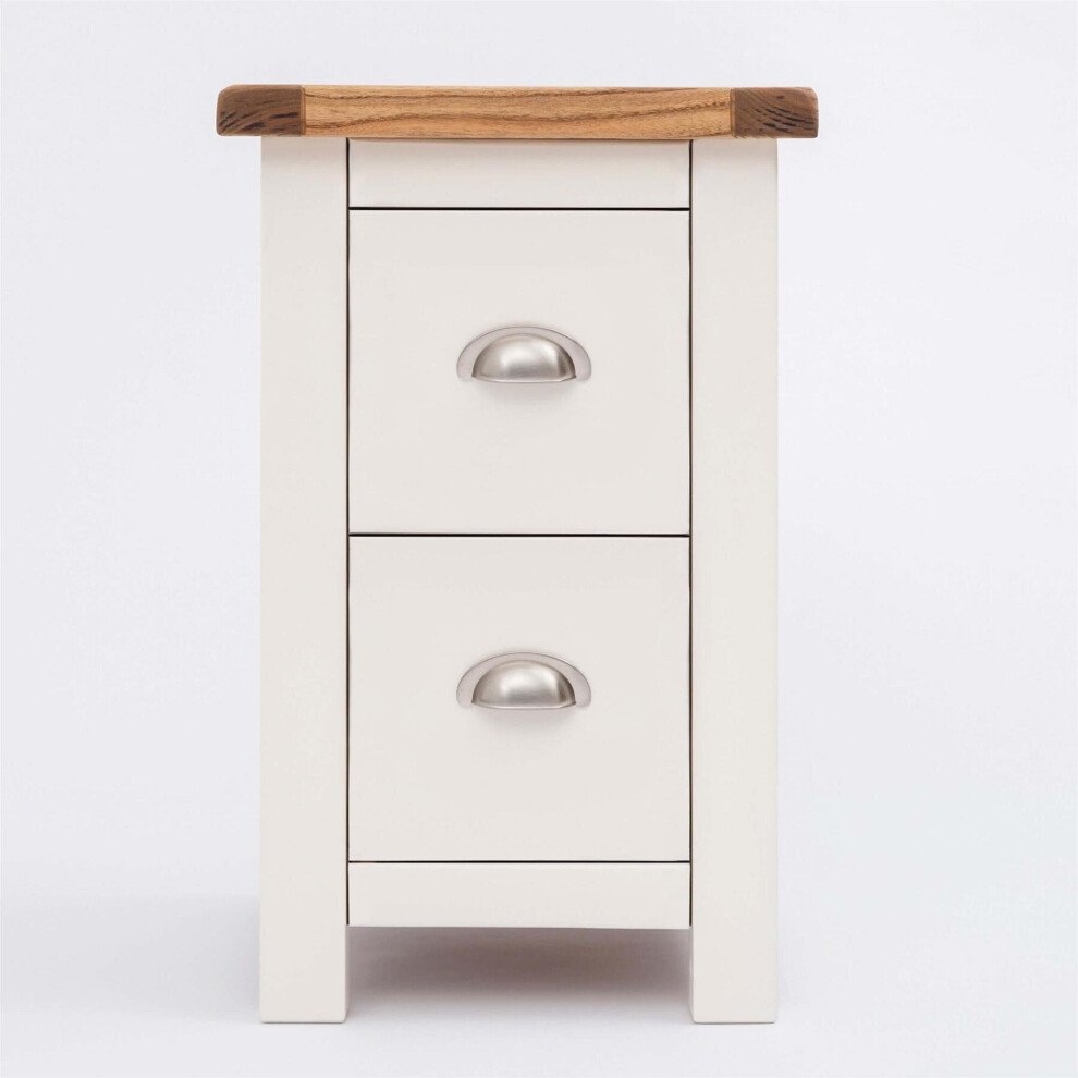 Bedside 2 Drawer Off White Cabinet Petite Bedroom Side Table Nightstand