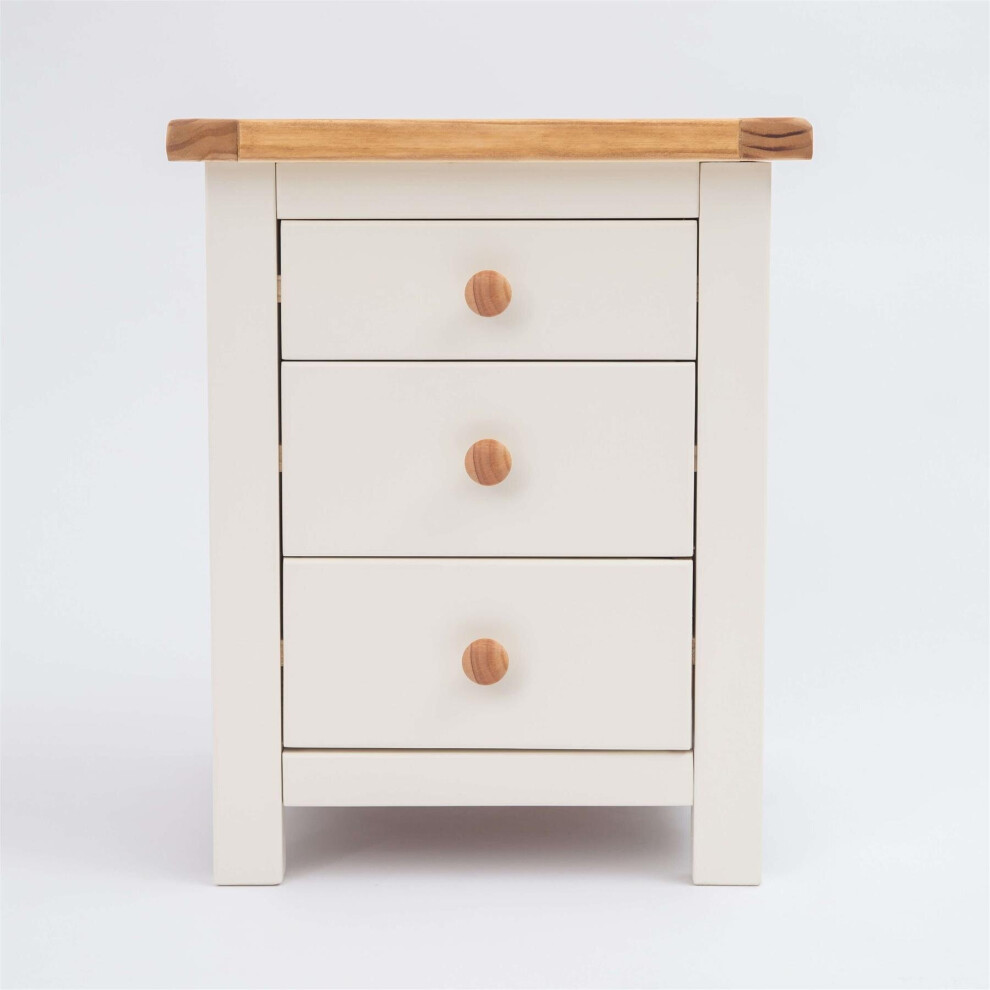 Bedside Cabinet Off White 3 Drawer Bedroom Furniture Nightstand Country Wood