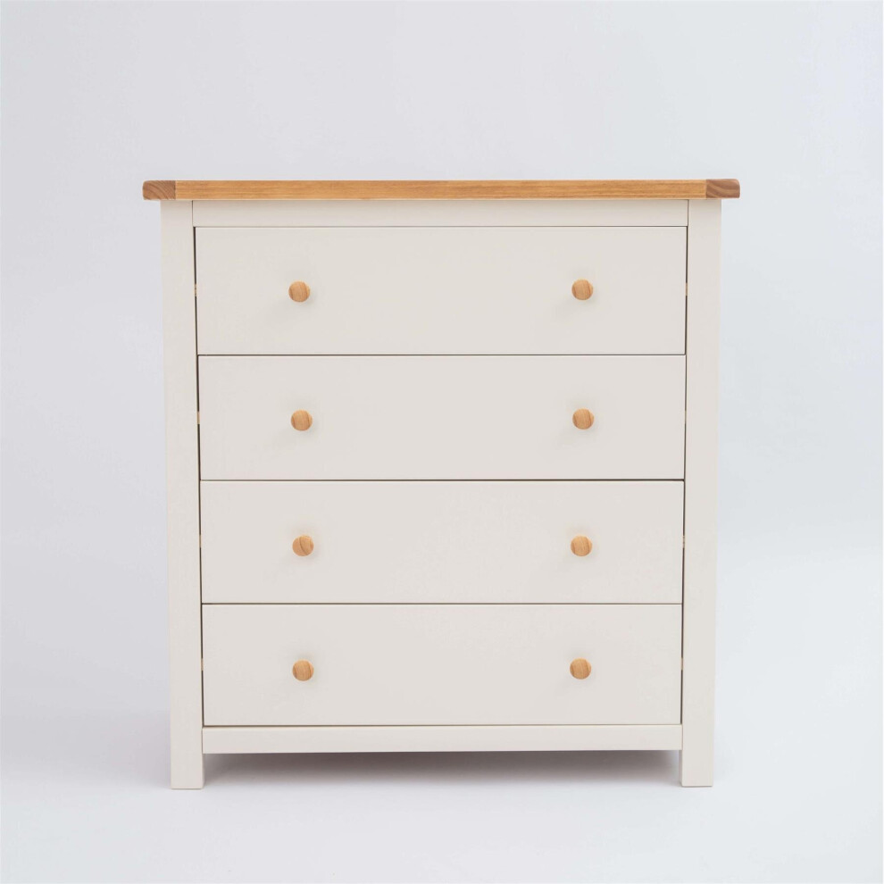 4 Drawer Chest Off White Bedroom Furniture Clothing Storage Country Wood Unit