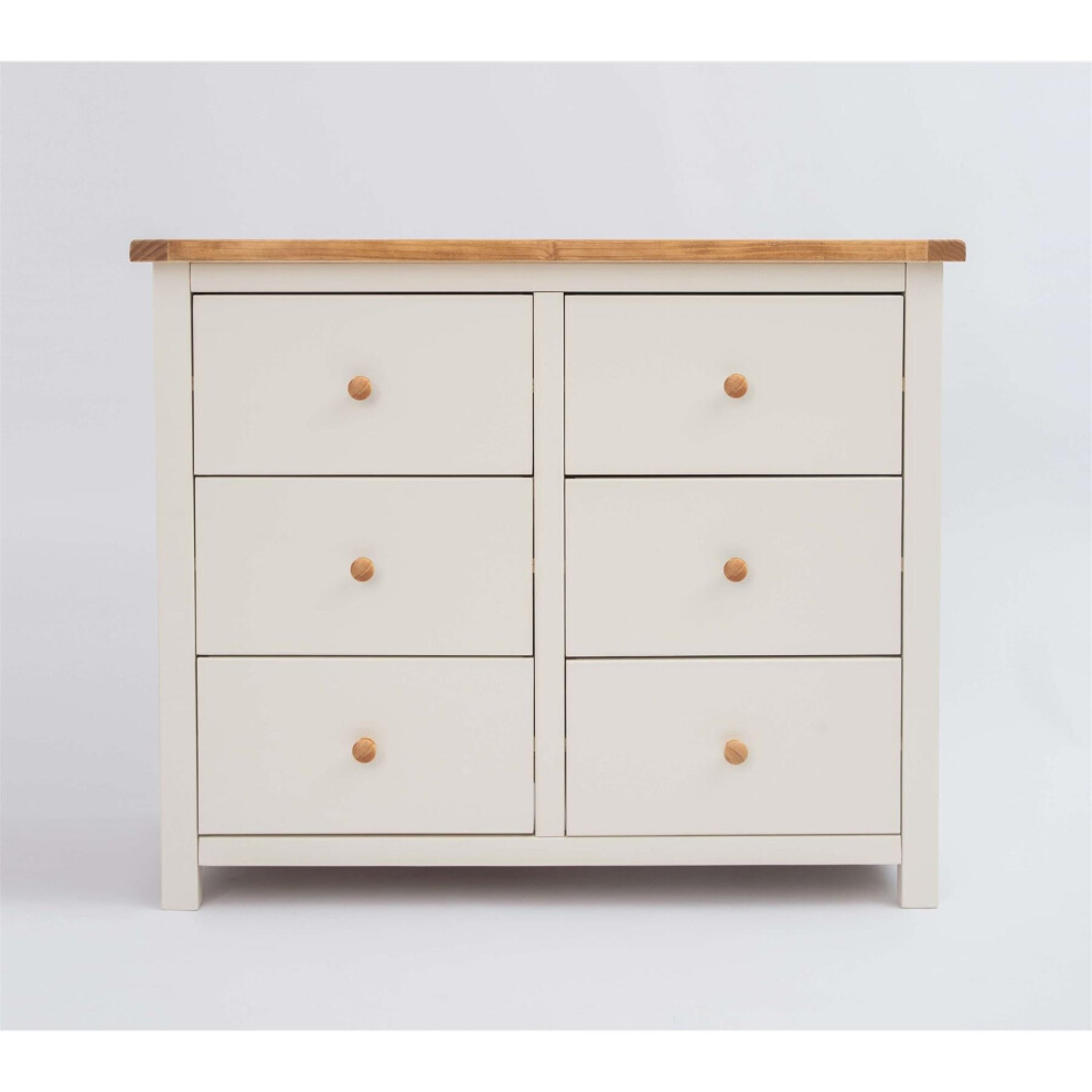 Chest of 6 Drawers Off White Bedroom Furniture Clothing Storage Country Wood