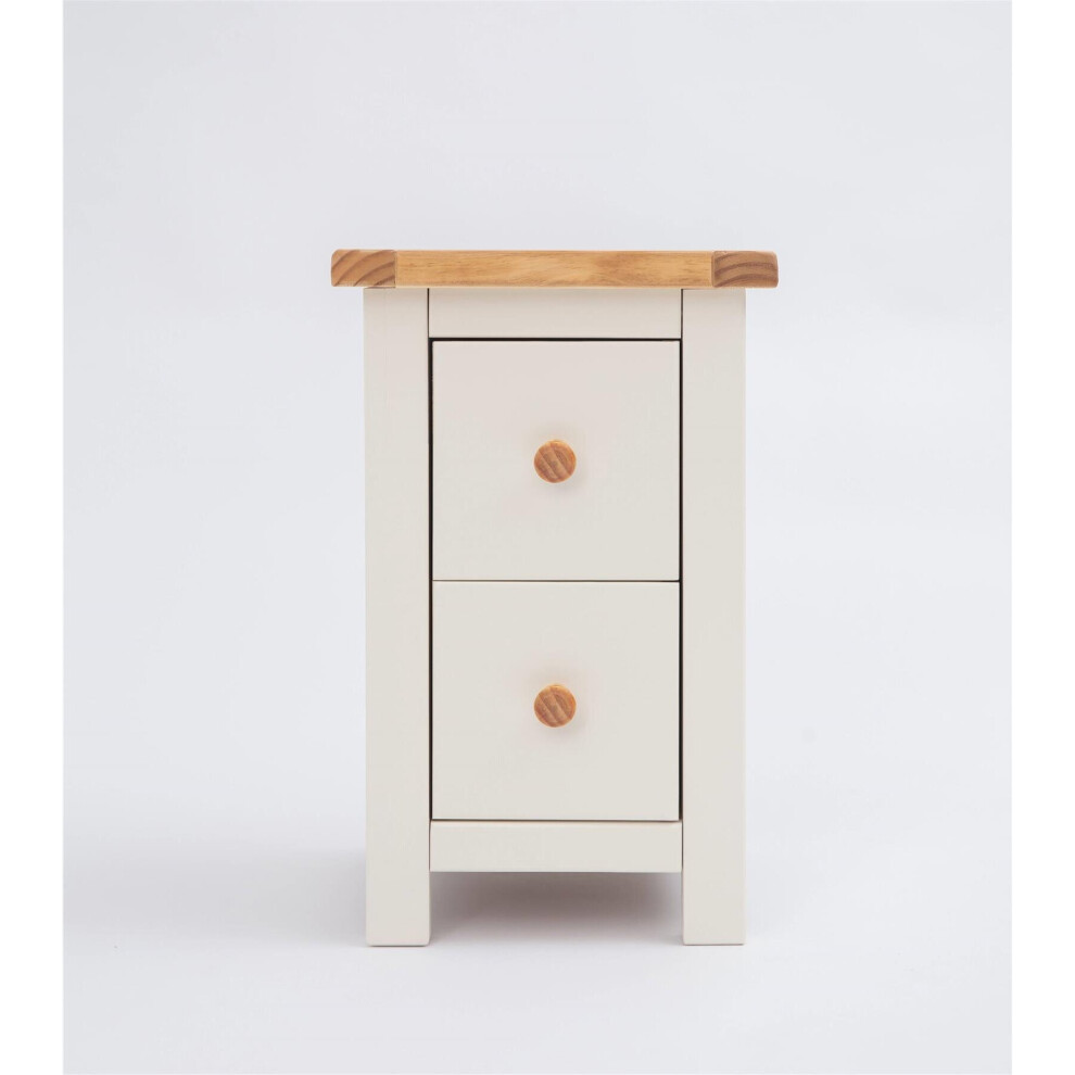 Bedside Cabinet Off White Petite 2 Drawer Bedroom Furniture Nightstand Wood Unit