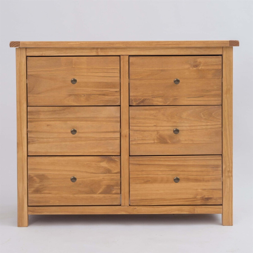 Chest of 6 Drawers Dark Oak Bedroom Furniture Clothing Storage Wood Country Unit