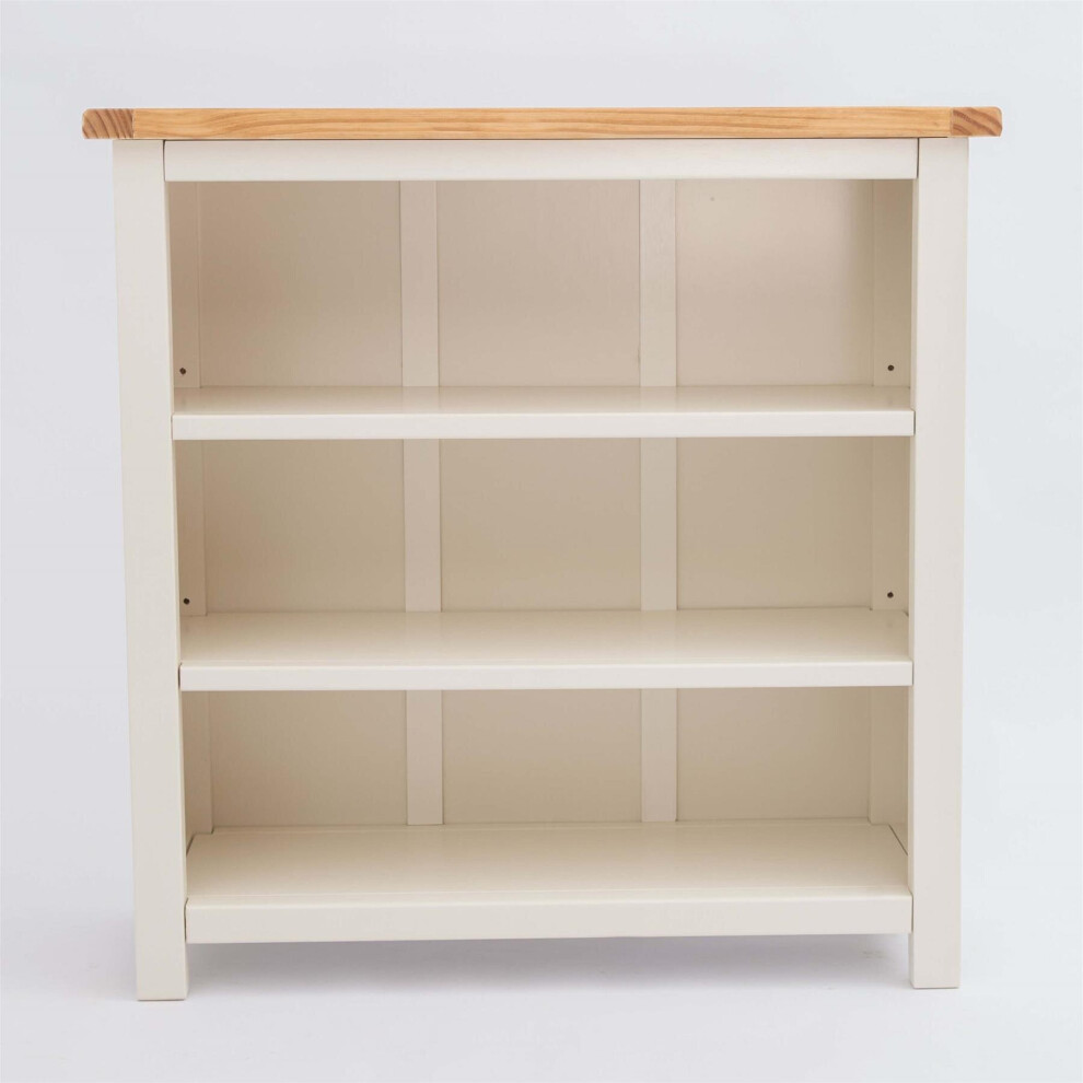 Low Bookcase Off White Living Room Furniture Office Adjustable Shelves Wood Unit